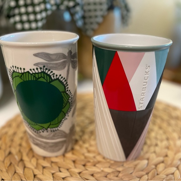 Starbucks Dragon Lilly pad 2014 & Holiday Modern Trees 2017 coffee mug - Picture 5 of 5